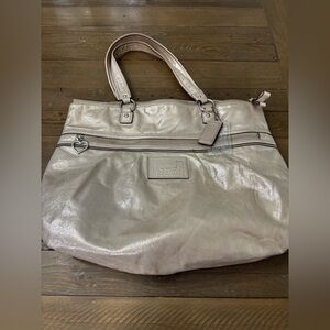 Coach Poppy Metallic Gold Champagne Large Tote